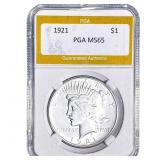 1921 Silver Peace Dollar PGA MS65