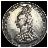 1887 Great Britain Silver Shilling CHOICE AU