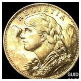 1922 Switzerland Gold 20 Francs UNCIRCULATED
