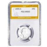 1935-S Washington Silver Quarter PGA MS65
