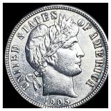 1905 Barber Dime GEM BU