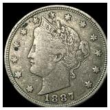 1887 Liberty Head Nickel ABOUT UNCIRCULATED