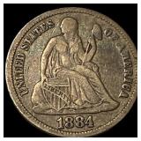 1884 Seated Liberty Dime LIGHTLY CIRCULATED