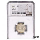 1943-P Jefferson Nickel NGC MS67