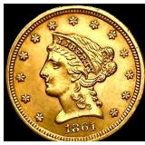 1861 New Rev $2.50 Gold Quarter Eagle