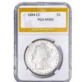 1884-CC Morgan Silver Dollar PGA MS65