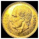 1945 Mexico Gold 2 1/2 Pesos CHOICE AU