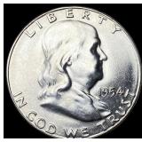 1954-S Silver Half Dollar Franklin GEM BU