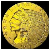 1911 Indian Head Half Eagle $5 Gold CLOSELY UNCIRC