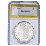 1881-S Morgan Silver Dollar PGA MS64