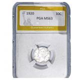 1920 Mercury Silver Dime PGA MS63