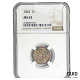 1862 Indian Head Cent NGC MS62