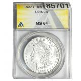 1885-O Morgan Silver Dollar ANACS MS64