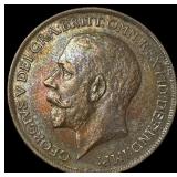 1912 Great Britain George V Copper Penny HIGH GRAD