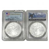 [2 Coins] 2018-2021 Silver Eagle PCGS MS70