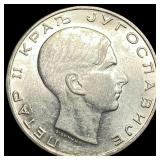 1938 Yugoslavia Silver 5 Dinars CHOICE AU
