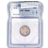 1916 Mercury Silver Dime ICG MS65