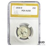 1936-D Washington Silver Quarter PGA AU58