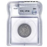 1834 Capped Bust Quarter ICG VF30