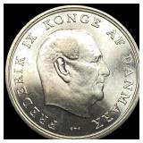 1964 Denmark Silver 5 Kroner GEM BU