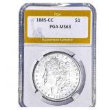 1885-CC Morgan Silver Dollar PGA MS63