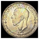 1950 Sweden Silver 2 Kronor NEARLY UNCIRCULATED