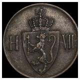 1907 Norway Copper 5 Ore NEARLY UNCIRCULATED