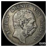 1880 German States, Saxony Silver 2 Marks CLOSELY