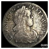 1652-A France Louis XIV Silver 1/12 Ecu NEARLY UNC