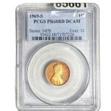 1969-S Lincoln Memorial Cent PCGS PR68 RD DCAM
