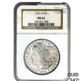 1921-D Morgan Silver Dollar NGC MS63