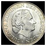 1962 Netherlands Silver 2 1/2 Gulden CHOICE AU