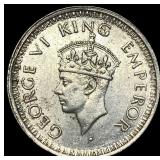 1945 British India Silver 1/4 Rupee CHOICE AU