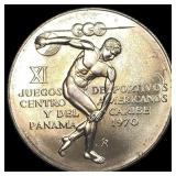 1970 Panama Silver 5 Balboas GEM BU