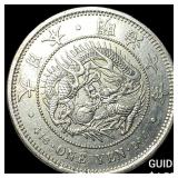 1874 Japan Silver 1 Yen, , Low Mintage, 942,006 Mi