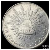 1899 Mexico Silver 1 Peso NEARLY UNCIRCULATED
