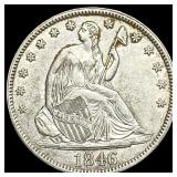 1846 Silver Seaterd Liberty Half Dollar  CLOSELY