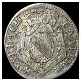 1742 Germany, Baden Karl IV SIlver 2 Kreuzer ABOUT