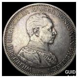 1913 Germany Silver 5 Marks CLOSELY UNCIRCULATED