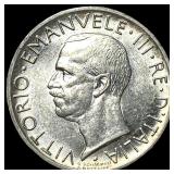 1929 Italy Silver 5 Lire CLOSELY UNCIRCULATED