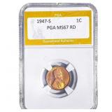 1947-S Wheat Cent PGA MS67 RD