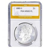 1880-S Morgan Silver Dollar PGA MS65 PL
