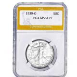 1939-O Walking Liberty Half Dollar PGA MS64 PL
