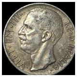 1927 Italy Silver 10 Lire CLOSELY UNCIRCULATED