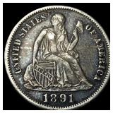 1891-S Silver Seated Liberty Dime CLOSELY UNCIRCUL
