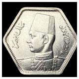 1944 Egypt Silver 2 Piastres UNCIRCULATED