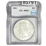1923 Silver Peace Dollar ICG MS64