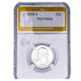 1936-S Washington Silver Quarter PGA MS64