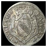 1742 Germany, Baden Karl IV SIlver 2 Kreuzer ABOUT