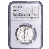 1946-S Walking Liberty Half Dollar NGC MS64